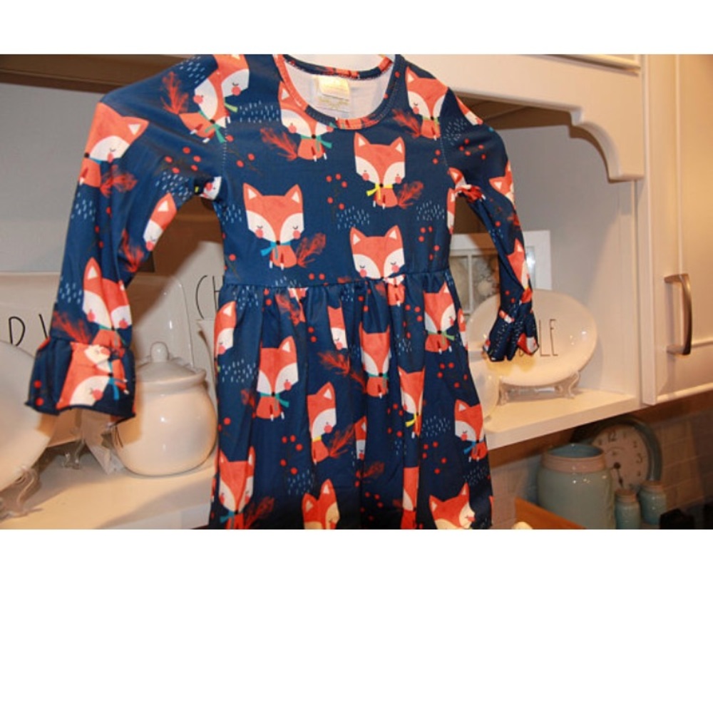 Fox dress, girls summer dresses ruffle sleeves - Picture 8 of 8